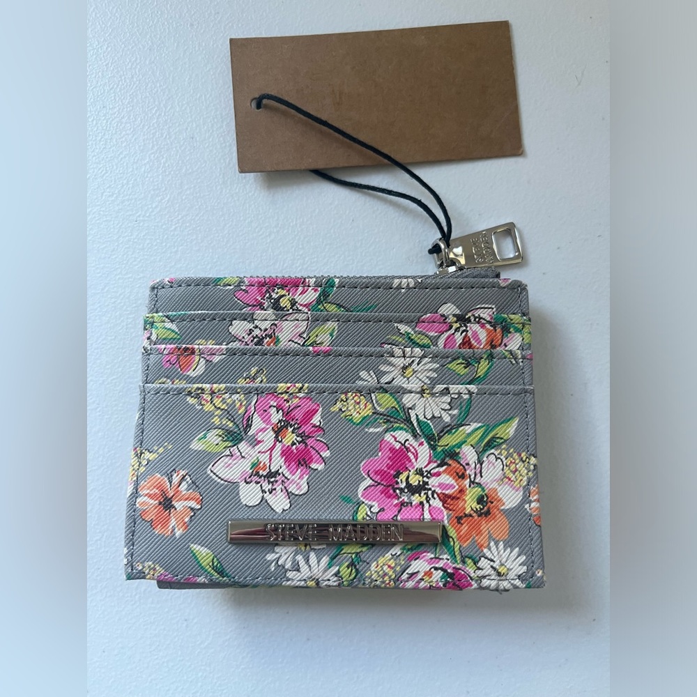NWT Steve Madden Gray Grey Bright Floral Wallet